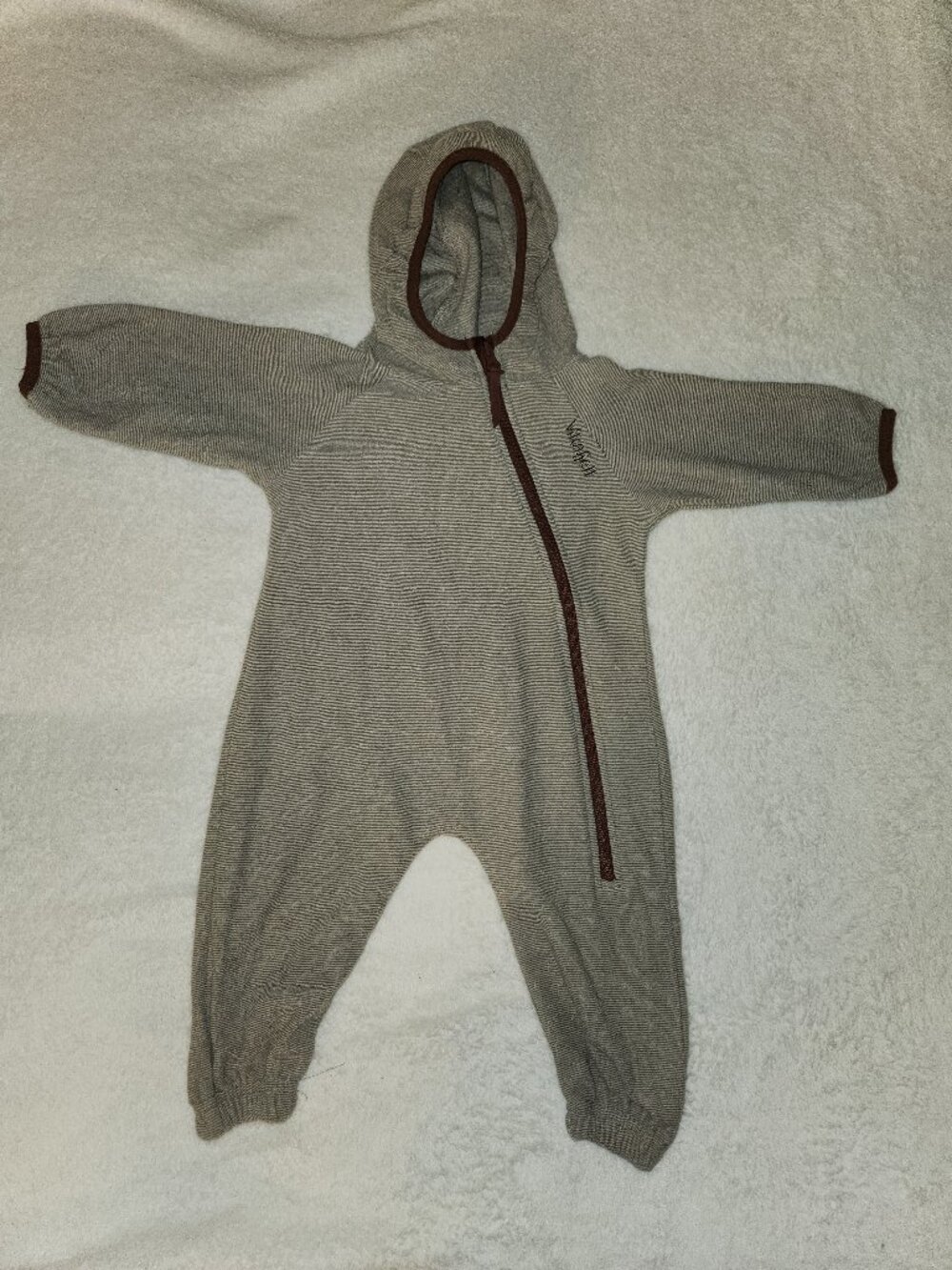 Vikafjell Baby Hooded One Piece Romper 6-9M US 68/74 Tan Full Zip Coverall